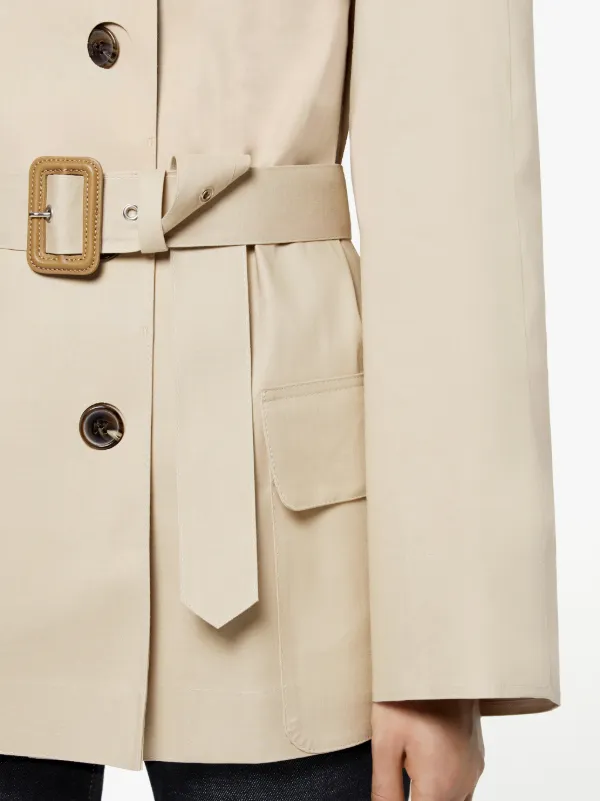 MAISON MARGIELA Beige Bonded Cotton Short Trench Coat