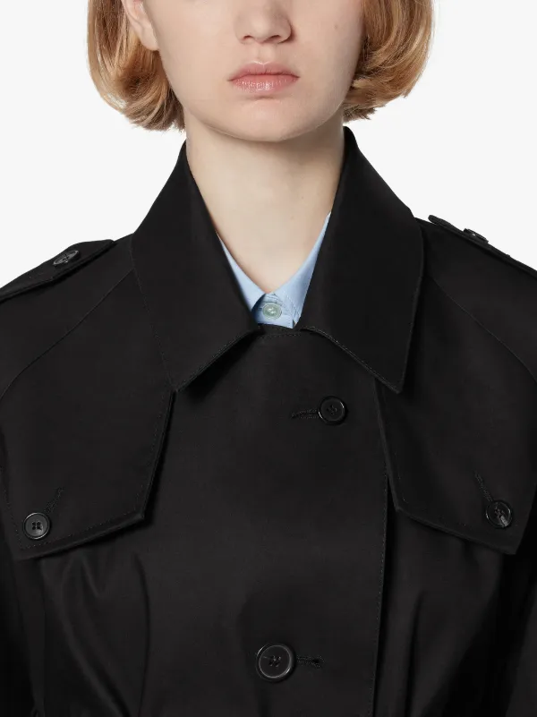 MAISON MARGIELA Black Bonded Cotton Short Single-Breasted Trench Coat