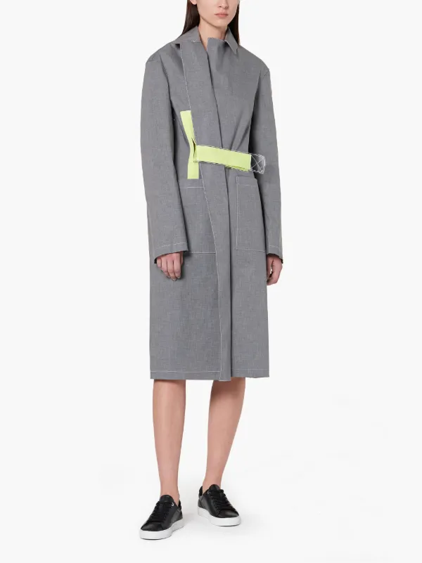 MAISON MARGIELA Grey Bonded Cotton Single Breasted Trench Coat