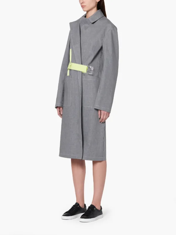 MAISON MARGIELA Grey Bonded Cotton Single Breasted Trench Coat