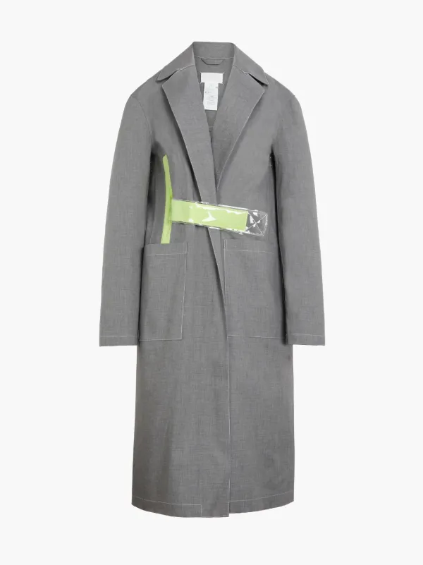 MAISON MARGIELA Grey Bonded Cotton Single Breasted Trench Coat