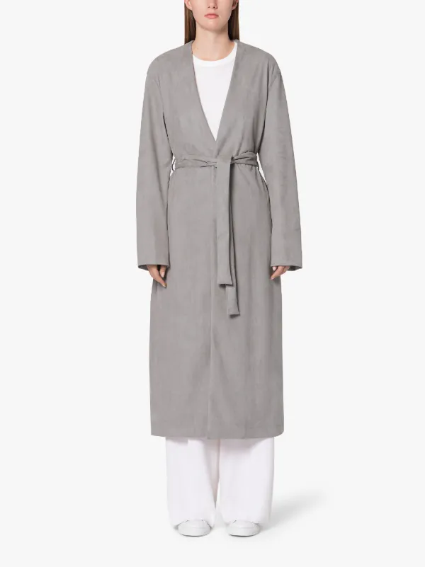 MAUCHLINE Stone Eco Suede Belted Coat | LM-1027S