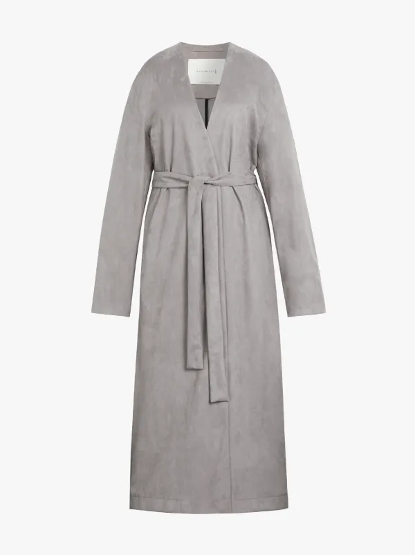 MAUCHLINE Stone Eco Suede Belted Coat | LM-1027S