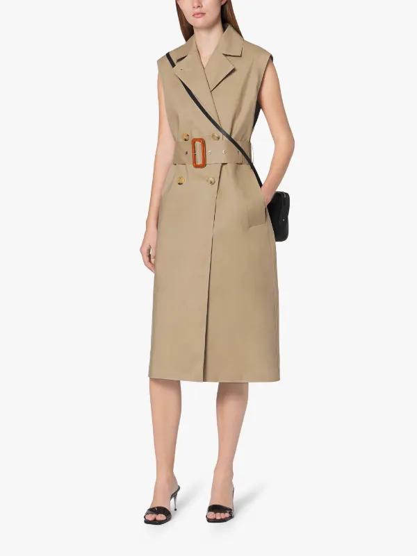MELGARVE Fawn Bonded Cotton Sleeveless Trench Coat | LR-1008