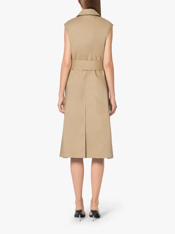 MELGARVE Fawn Bonded Cotton Sleeveless Trench Coat | LR-1008