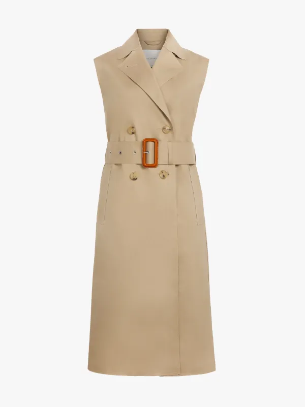 MELGARVE Fawn Bonded Cotton Sleeveless Trench Coat | LR-1008