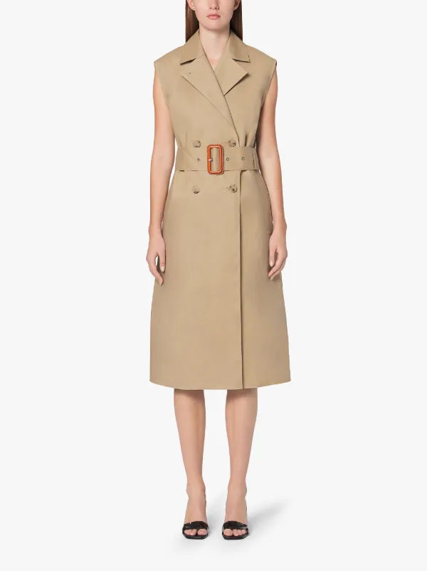 MELGARVE Fawn Bonded Cotton Sleeveless Trench Coat | LR-1008