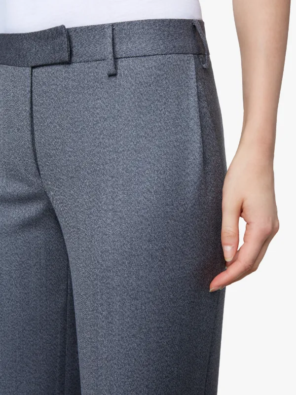 Mid Grey Melange Wide Leg Wool Trousers