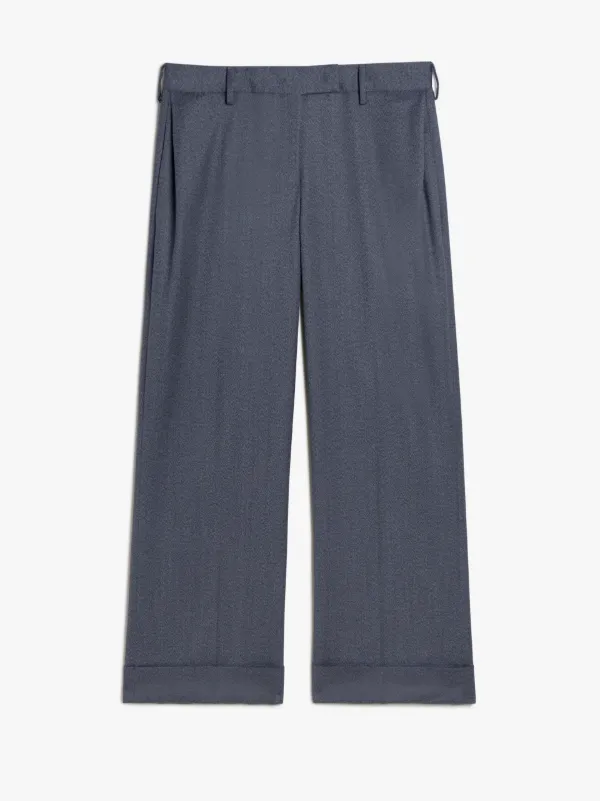 Mid Grey Melange Wide Leg Wool Trousers