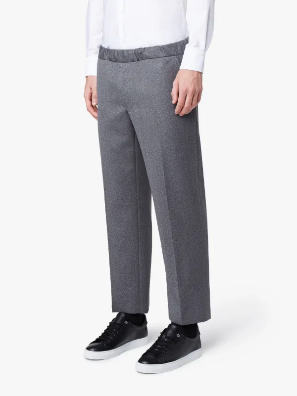 Mid Grey Melange Wool Trousers