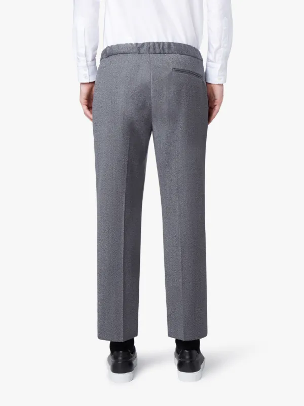 Mid Grey Melange Wool Trousers