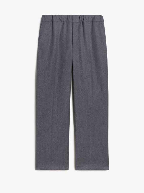 Mid Grey Melange Wool Trousers