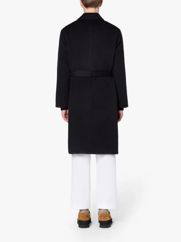 MILAN Navy Wool & Cashmere Single-Breasted Trench Coat