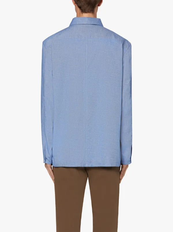 MILITARY Blue Cotton & Wool Shirt | GSM-201
