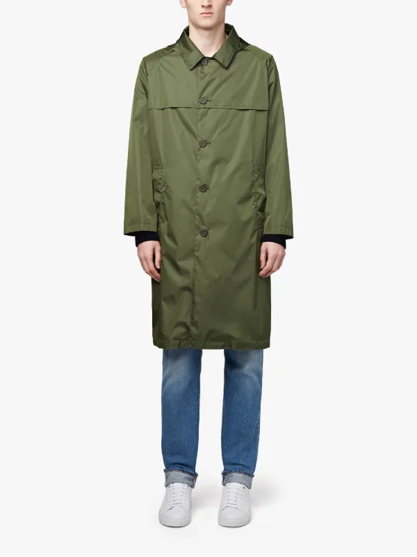 Military Green Nylon Hooded Coat