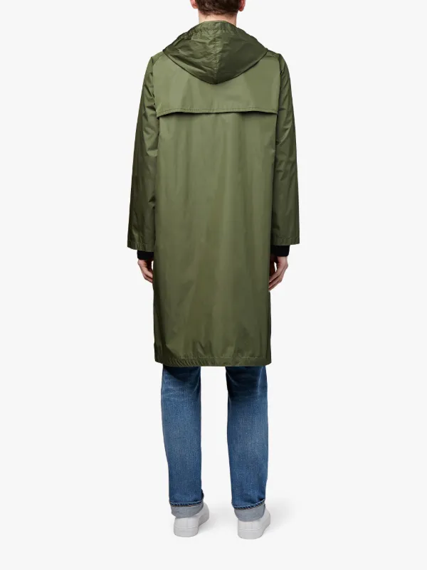 Military Green Nylon Hooded Coat