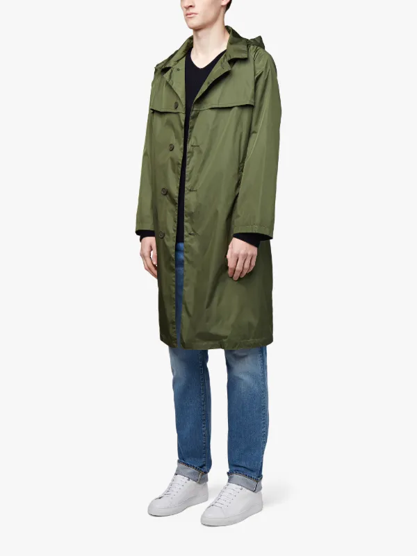 Military Green Nylon Hooded Coat