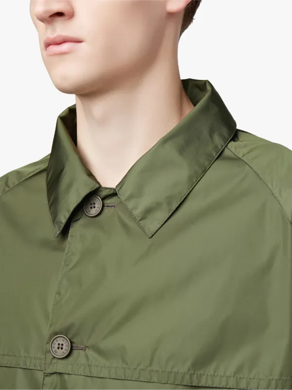 Military Green Nylon Hooded Coat