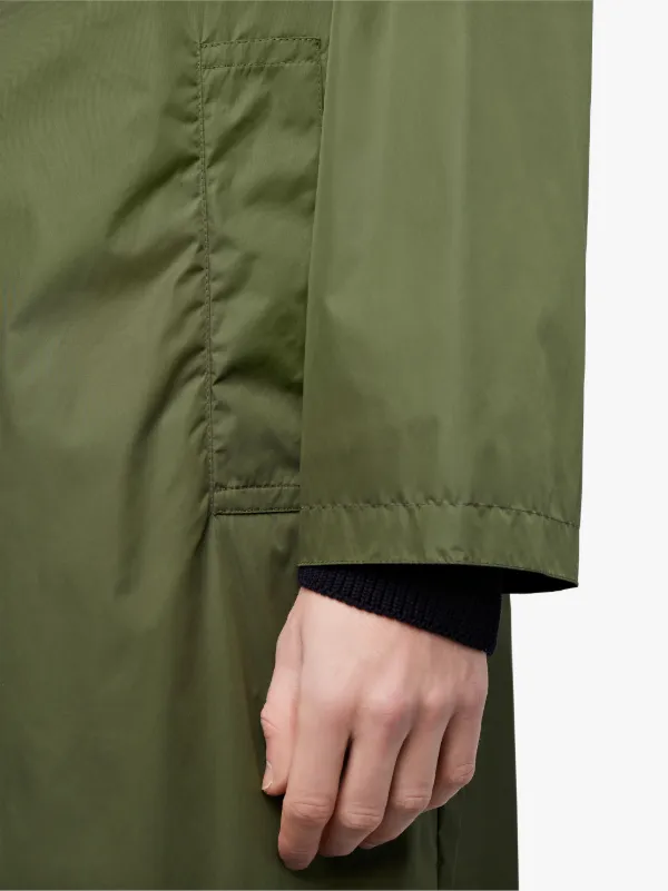 Military Green Nylon Hooded Coat