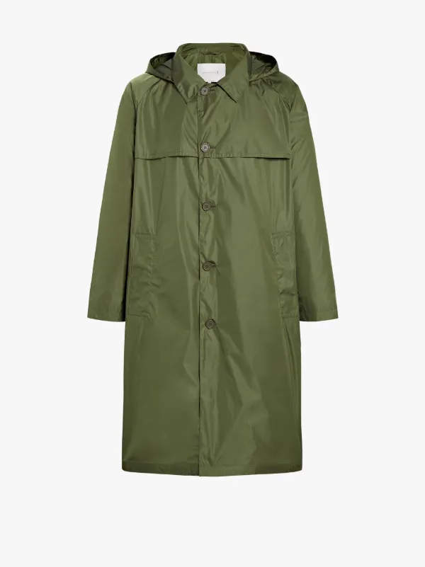 Military Green Nylon Hooded Coat