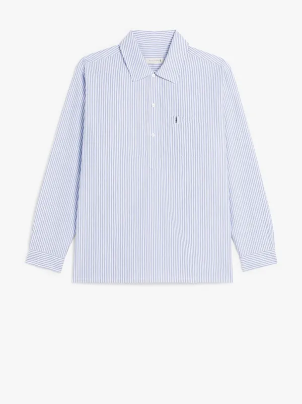 MILITARY Navy & White Stripe Cotton Shirt