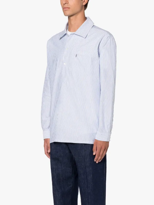 MILITARY Navy & White Stripe Cotton Shirt