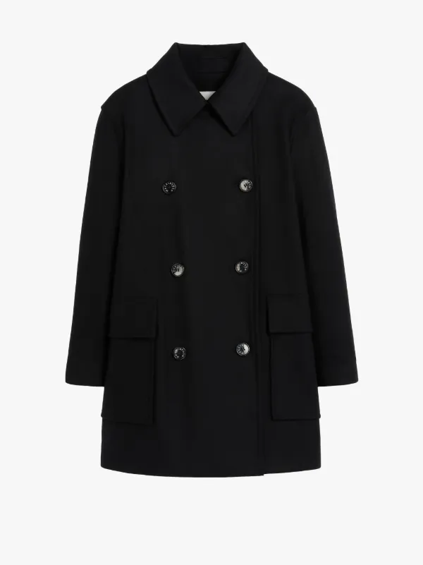 MILTON Black Wool Pea Coat | LM-1092S