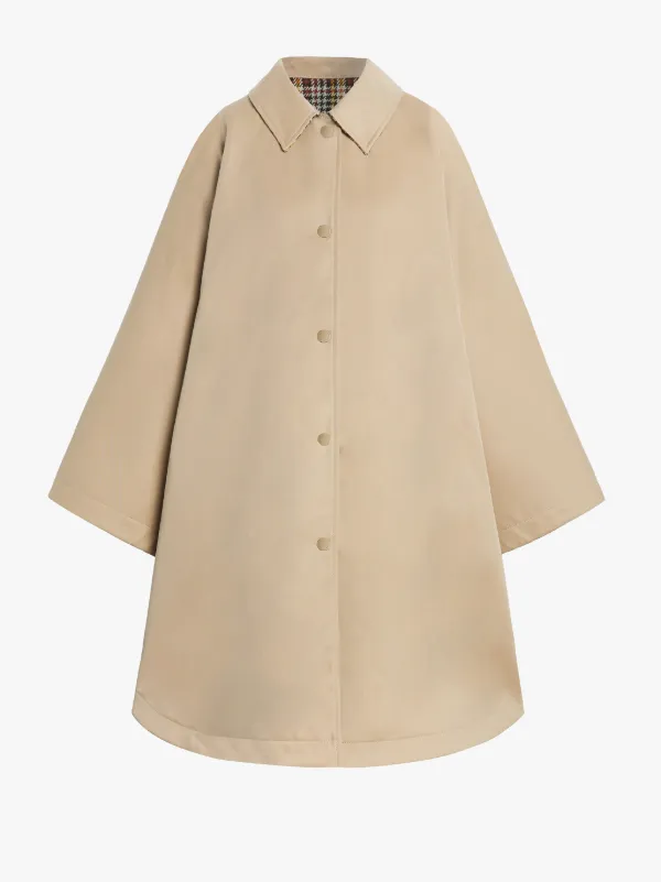 MINTLAW Beige Cotton & Virgin Wool Reversible Poncho | LM-1015F