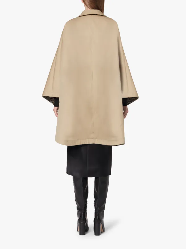 MINTLAW Beige Cotton & Virgin Wool Reversible Poncho | LM-1015F