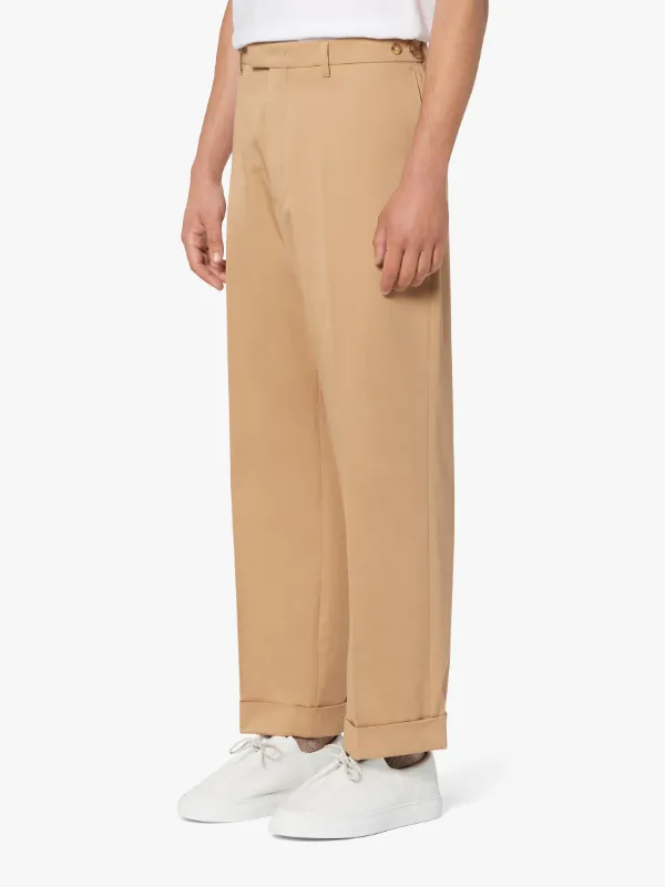 MIZZLE Beige Cotton Chino Trousers | GTM-100