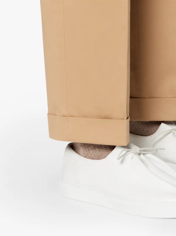 MIZZLE Beige Cotton Chino Trousers | GTM-100