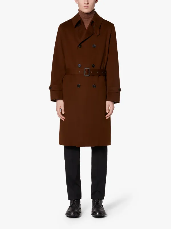 MONKTON Brown Stone Storm System Wool Short Trench Coat | GM-1006F