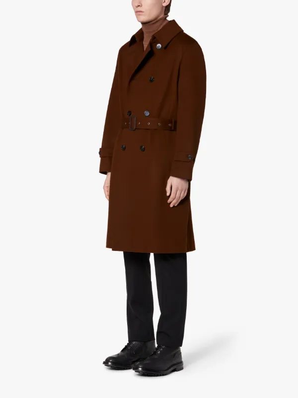 MONKTON Brown Stone Storm System Wool Short Trench Coat | GM-1006F