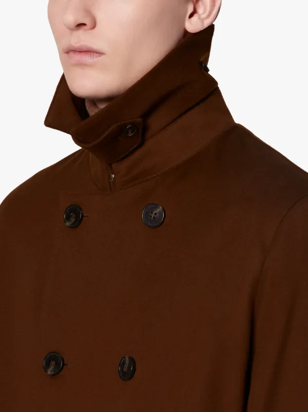 MONKTON Brown Stone Storm System Wool Short Trench Coat | GM-1006F