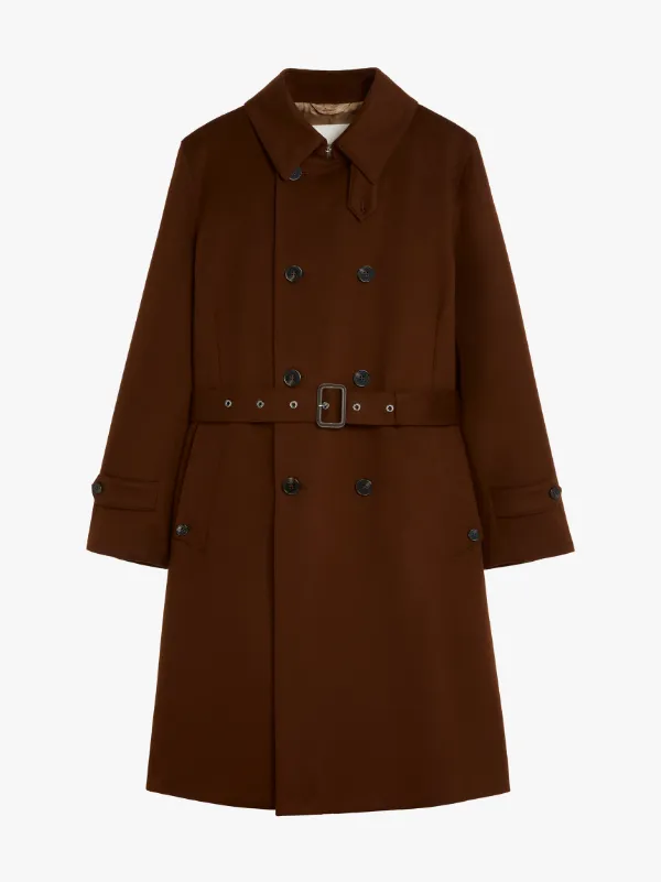 MONKTON Brown Stone Storm System Wool Short Trench Coat | GM-1006F