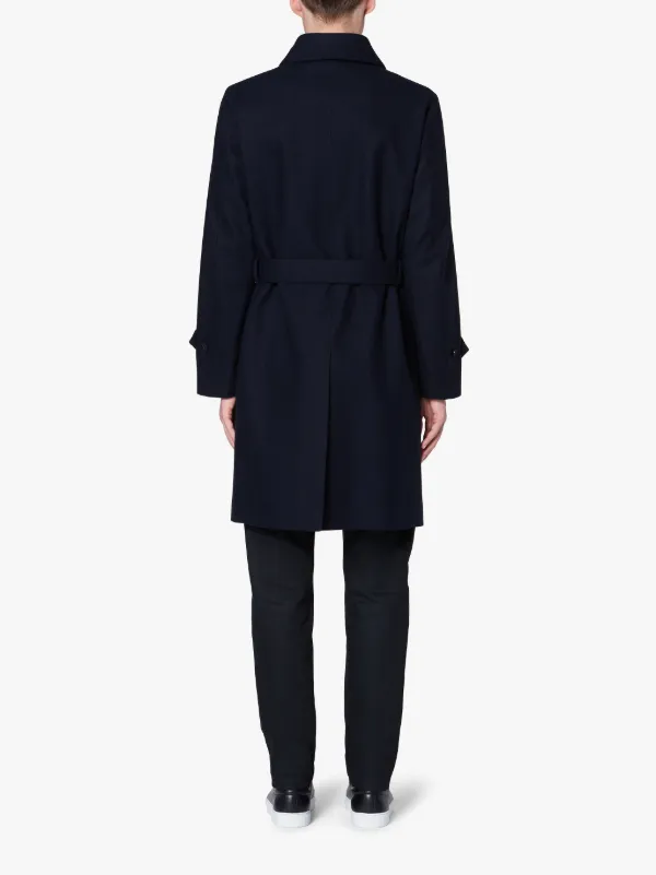 MONKTON Navy Storm System Herringbone Wool Trench Coat | GM-1006F