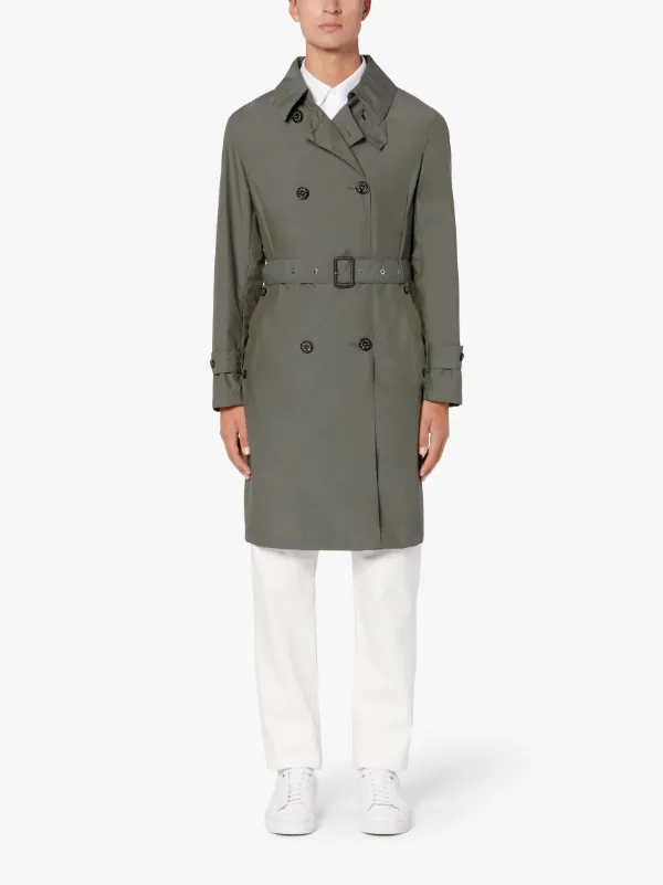 MONKTON Olive Rain System Wool Blend Short Trench Coat | GM-1006B