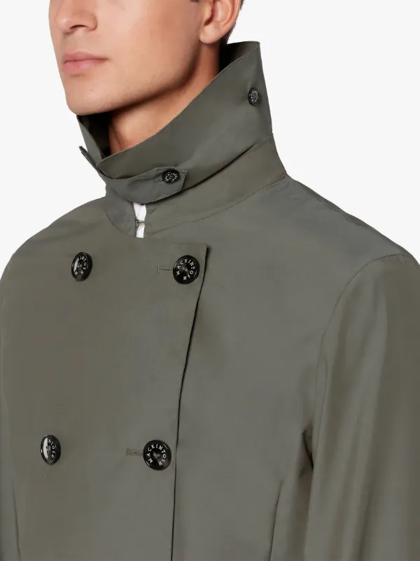 MONKTON Olive Rain System Wool Blend Short Trench Coat | GM-1006B