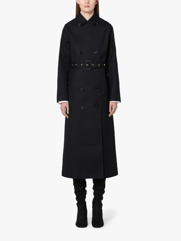 MONTROSE Black Bonded Wool & Mohair Long Trench Coat | LR-091