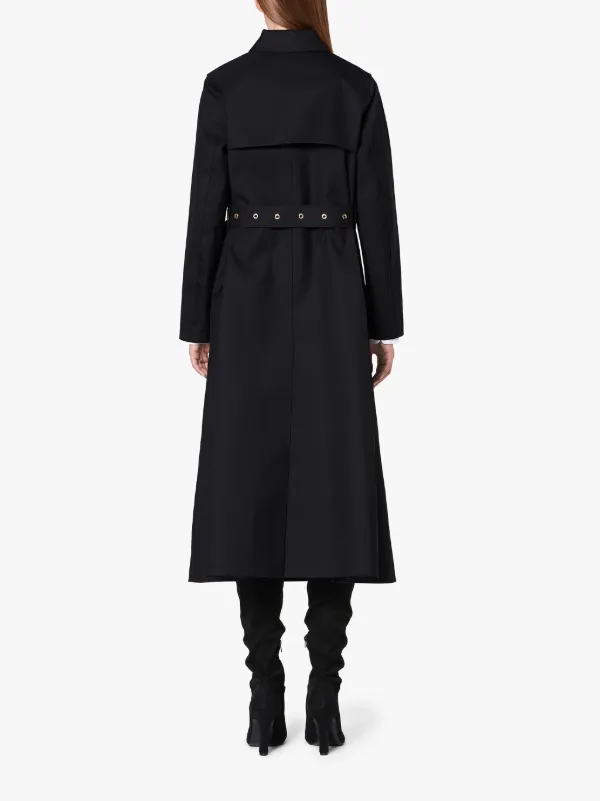 MONTROSE Black Bonded Wool & Mohair Long Trench Coat | LR-091