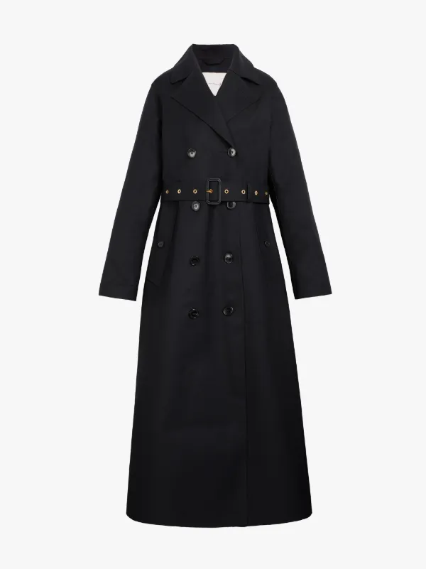 MONTROSE Black Bonded Wool & Mohair Long Trench Coat | LR-091