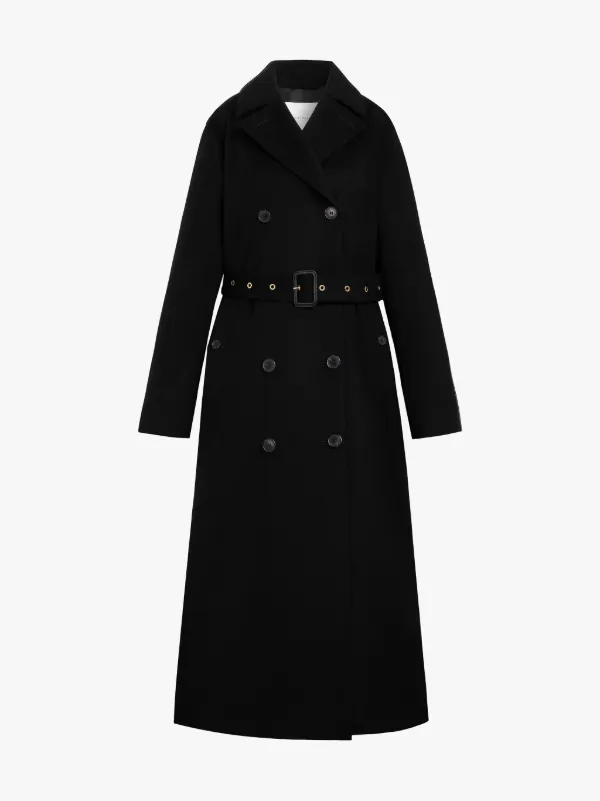 MONTROSE Black Storm System Cashmere Long Trench Coat | LM-091F