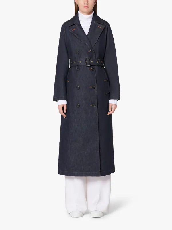 MONTROSE Indigo RAINTEC Denim Long Trench Coat | D-WC091BD