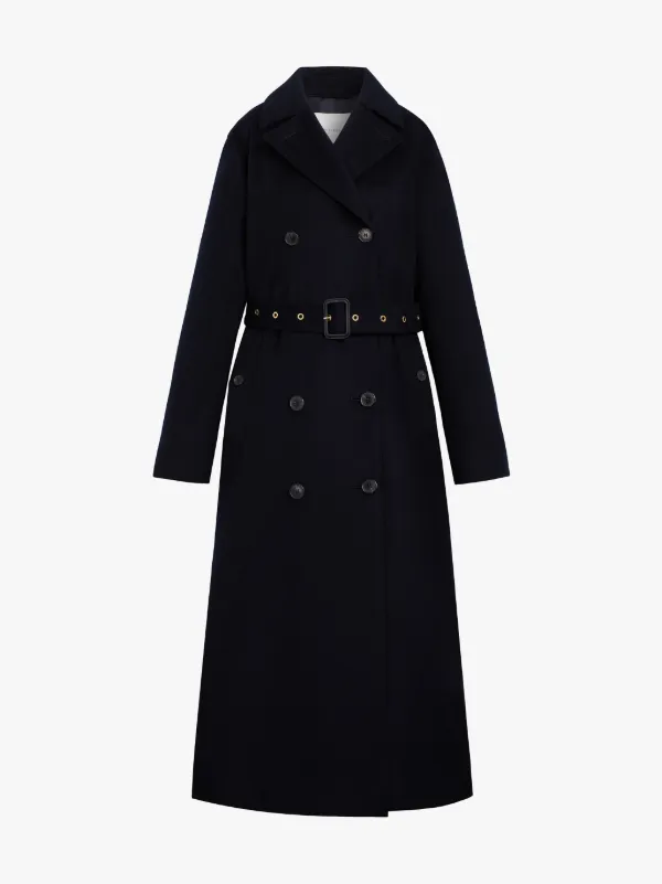 MONTROSE Navy Storm System Cashmere Long Trench Coat | LM-091F