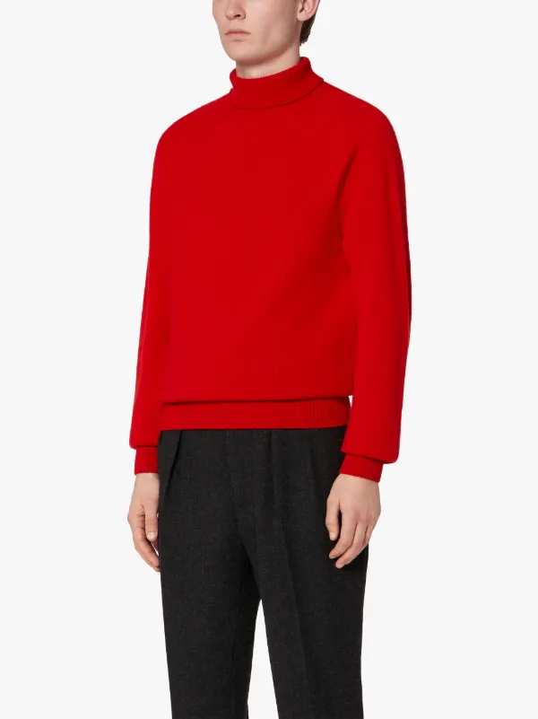 MOORE Red Wool & Cashmere Roll Neck Sweater