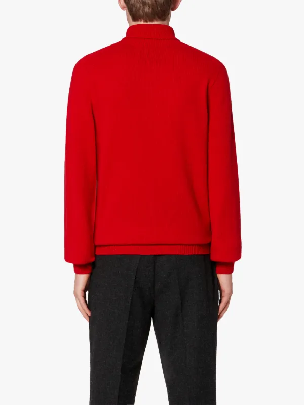 red cashmere roll neck