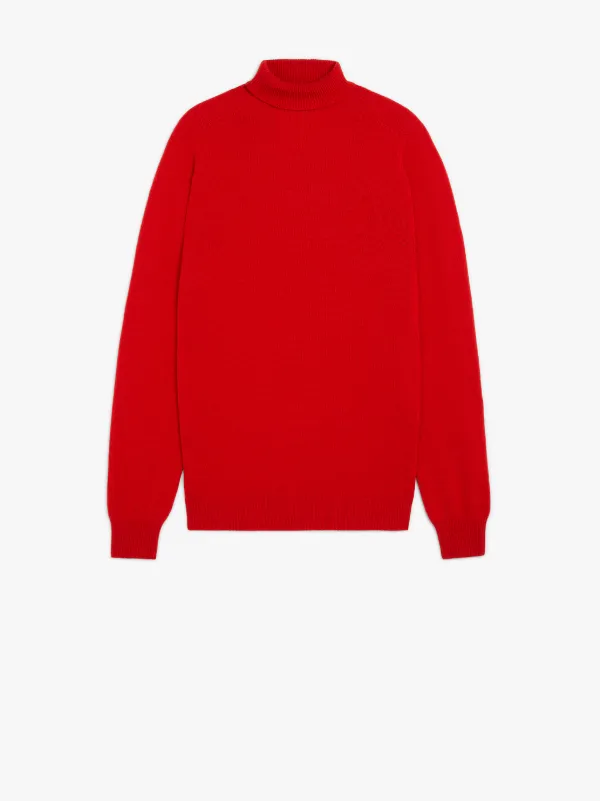 red cashmere roll neck