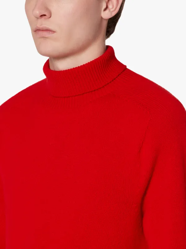 red cashmere roll neck