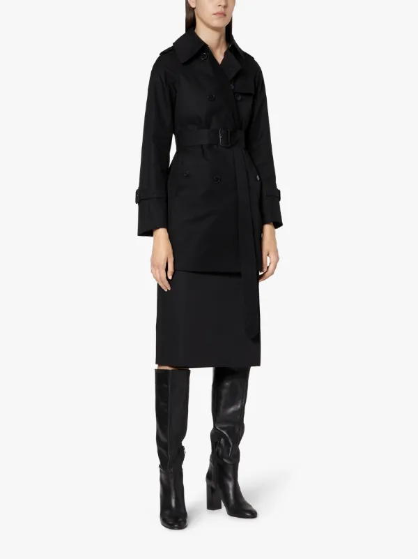 MUIE Black Cotton Short Trench Coat | LM-1012F