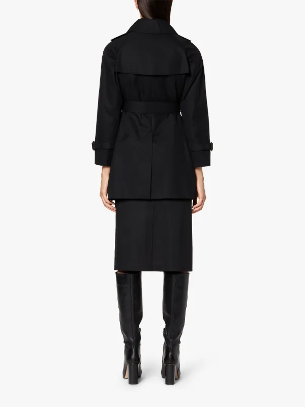 MUIE Black Cotton Short Trench Coat | LM-1012F